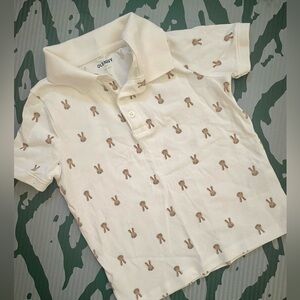 Old Navy Cream Polo with Brown Bunny Embroidery - Kids